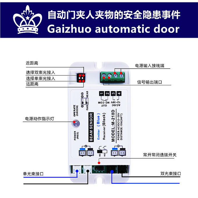 盖卓自动门防夹安全光线红外对射单双束218D