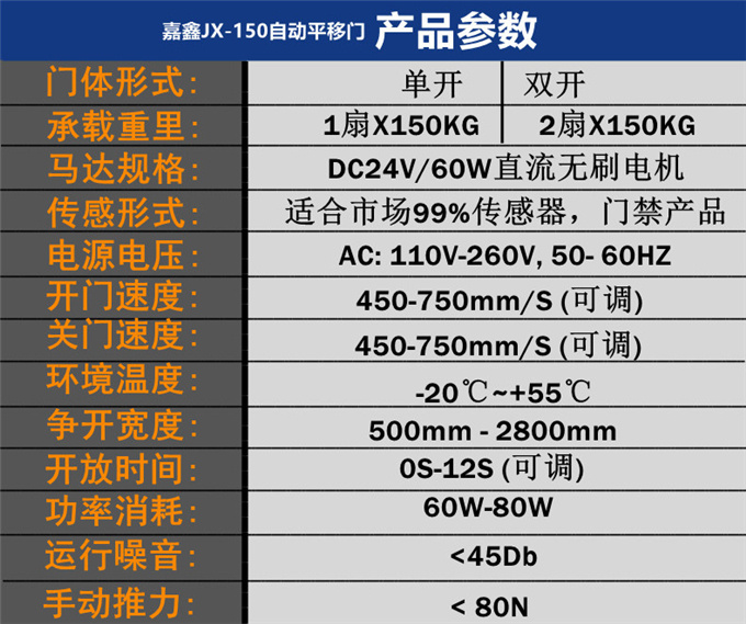 JIAXIN嘉鑫150自动感应门平移电动玻璃门